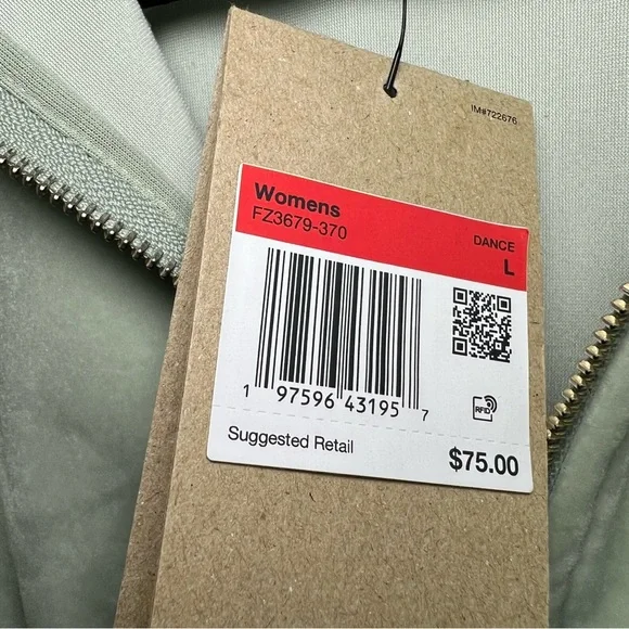 Nike Sportswear Cropped Velour Full Zip Jade Horizon Sail Jacket size L NWT - Picture 6 of 8